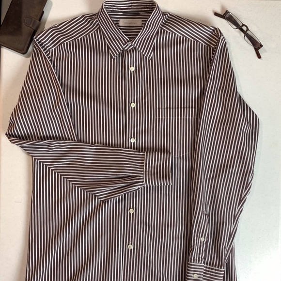 Ermenegildo Zegna Other - Ermenegildo Zegna Burgundy Brown Striped Shirt L